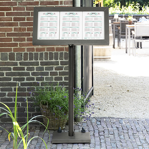 Outdoor Triple A4 Menu Stand in Dark Grey Buy Online from White Light